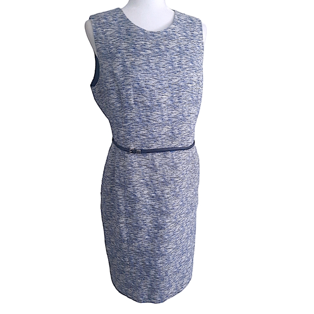 Calvin Klein Blue Heathered Midi Sheath Dress